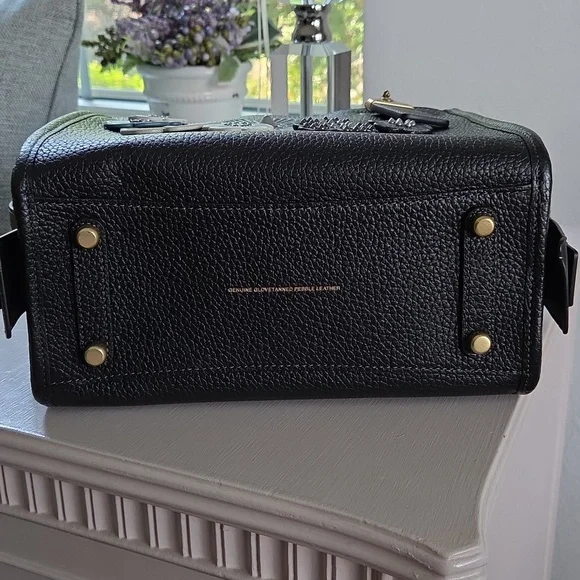 COACH Rogue 25 Black Tea Rose Leather Crossbody Bag - Picture 10 of 16